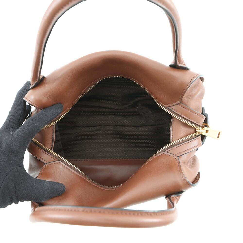 PRADA Brown Leather Shoulder Bag - Picture 6 of 16